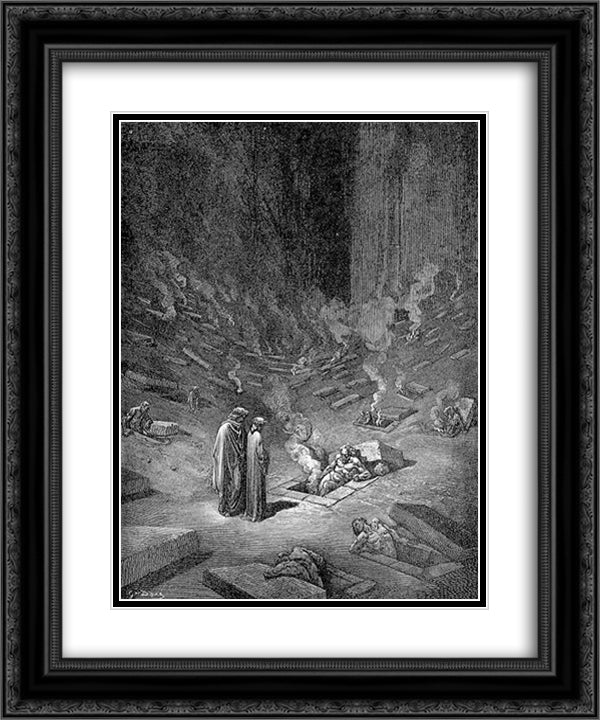 Heresiarchs 20x24 Black Ornate Wood Framed Art Print Poster with Double Matting by Dore, Gustave