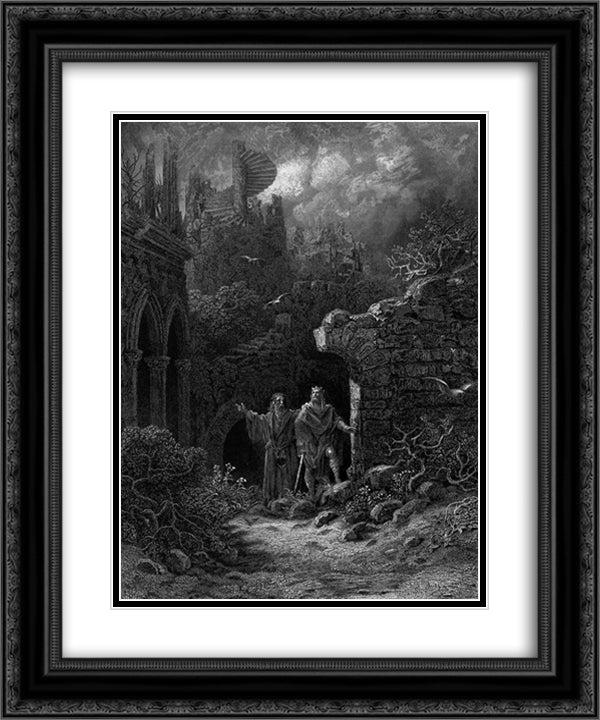 Idylls of the King 20x24 Black Ornate Wood Framed Art Print Poster with Double Matting by Dore, Gustave