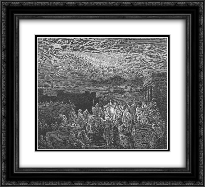 The Army Appears in the Heavens 22x20 Black Ornate Wood Framed Art Print Poster with Double Matting by Dore, Gustave