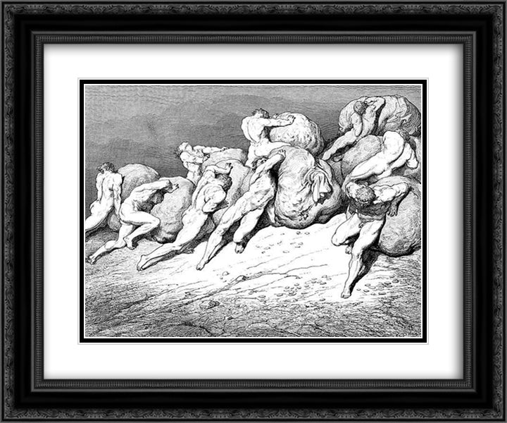 The Avariscious and Prodigal 24x20 Black Ornate Wood Framed Art Print Poster with Double Matting by Dore, Gustave