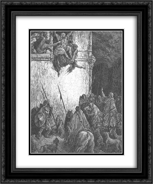 The Death of Jezebel 20x24 Black Ornate Wood Framed Art Print Poster with Double Matting by Dore, Gustave