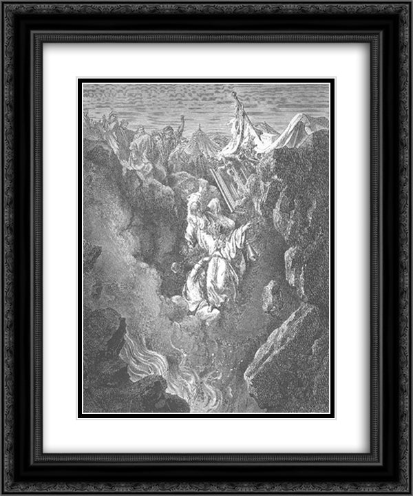 The Death of Korah, Dathan, and Abiram 20x24 Black Ornate Wood Framed Art Print Poster with Double Matting by Dore, Gustave