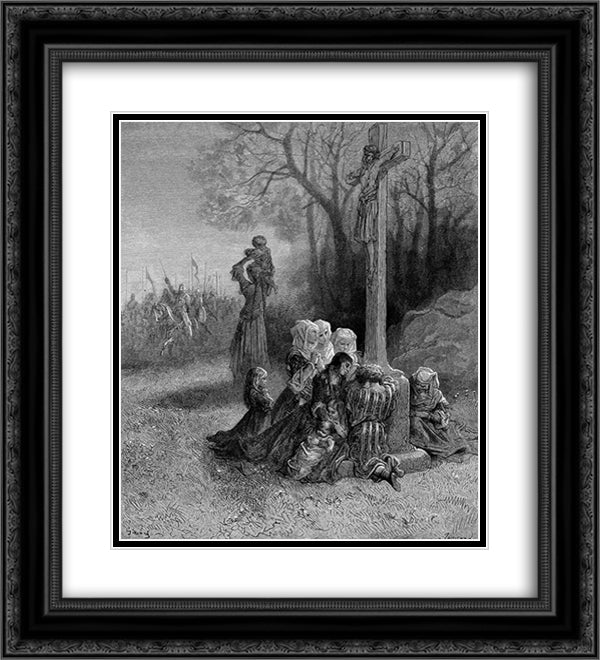The Departure 20x22 Black Ornate Wood Framed Art Print Poster with Double Matting by Dore, Gustave
