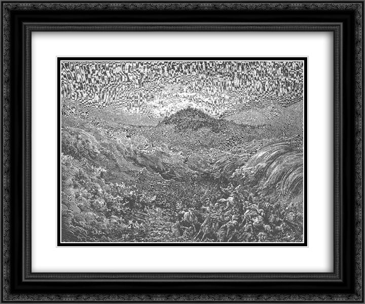 The Egyptians Drown in the Sea 24x20 Black Ornate Wood Framed Art Print Poster with Double Matting by Dore, Gustave