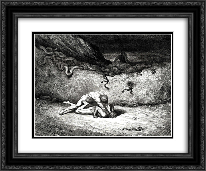 The Inferno, Canto 30 24x20 Black Ornate Wood Framed Art Print Poster with Double Matting by Dore, Gustave