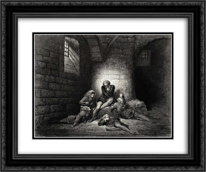 The Inferno, Canto 33 24x20 Black Ornate Wood Framed Art Print Poster with Double Matting by Dore, Gustave
