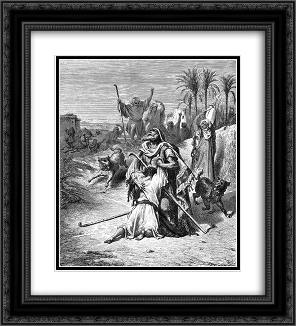 The Prodigal Son In The Arms Of His Father 20x22 Black Ornate Wood Framed Art Print Poster with Double Matting by Dore, Gustave