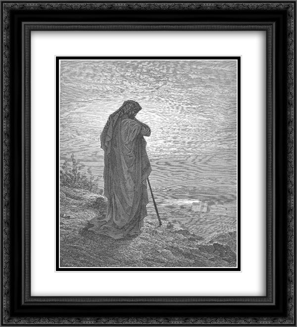 The Prophet Amos 20x22 Black Ornate Wood Framed Art Print Poster with Double Matting by Dore, Gustave