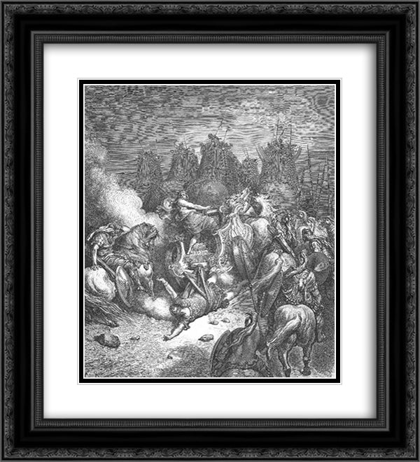 The Punishment of Antiochus 20x22 Black Ornate Wood Framed Art Print Poster with Double Matting by Dore, Gustave