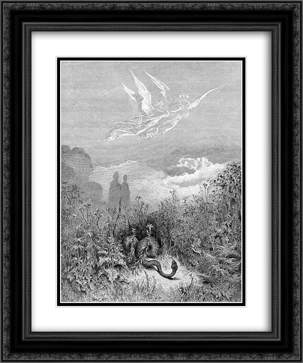 The Serpent 20x24 Black Ornate Wood Framed Art Print Poster with Double Matting by Dore, Gustave