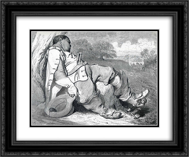 The Seven League Boots 24x20 Black Ornate Wood Framed Art Print Poster with Double Matting by Dore, Gustave