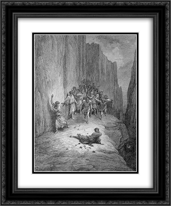 The Stoning of Stephen 20x24 Black Ornate Wood Framed Art Print Poster with Double Matting by Dore, Gustave