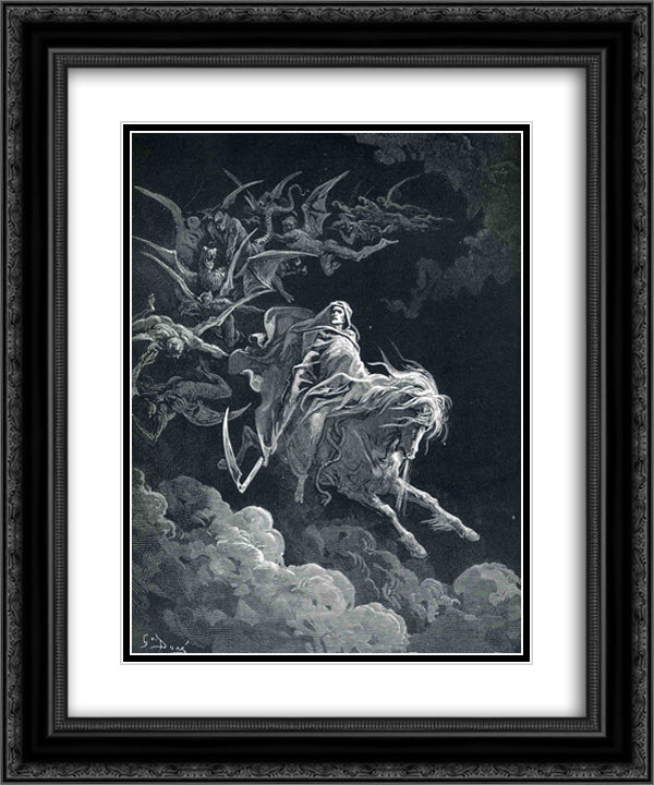 The Vision of Death 20x24 Black Ornate Wood Framed Art Print Poster with Double Matting by Dore, Gustave