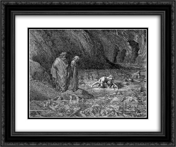 Ugolino and Archbishop Ruggieri 24x20 Black Ornate Wood Framed Art Print Poster with Double Matting by Dore, Gustave