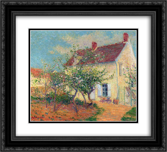 House in the Country 22x20 Black Ornate Wood Framed Art Print Poster with Double Matting by Loiseau, Gustave