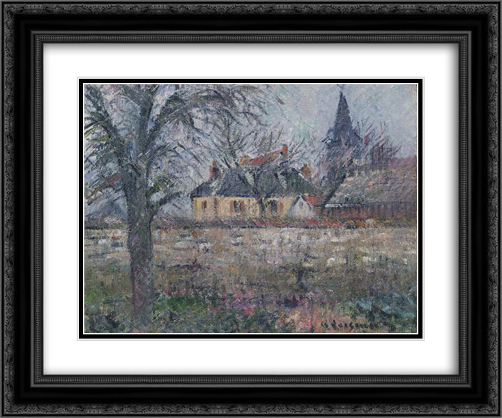 House of Monsieur de Irvy near Vaudreuil 24x20 Black Ornate Wood Framed Art Print Poster with Double Matting by Loiseau, Gustave