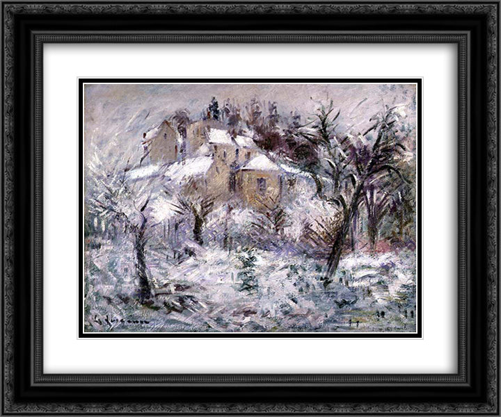 Houses at Pontoise 24x20 Black Ornate Wood Framed Art Print Poster with Double Matting by Loiseau, Gustave