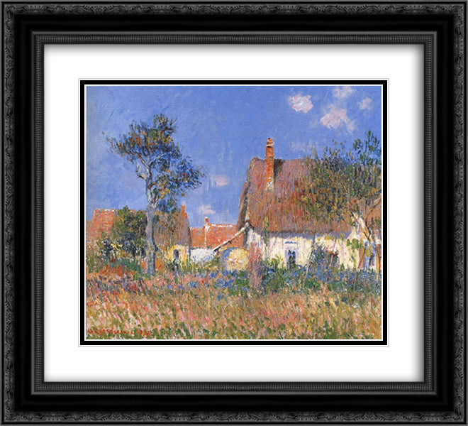 Houses in Normandy 22x20 Black Ornate Wood Framed Art Print Poster with Double Matting by Loiseau, Gustave