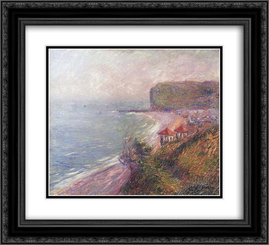 Jetty at Fecamp 22x20 Black Ornate Wood Framed Art Print Poster with Double Matting by Loiseau, Gustave