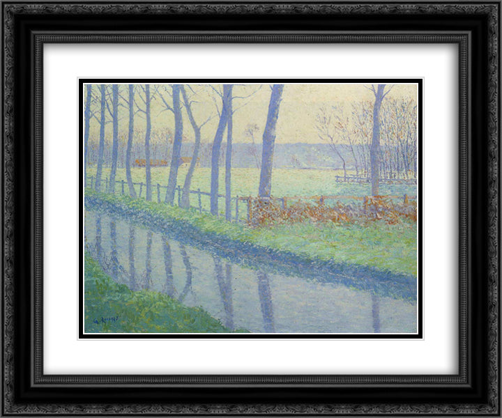 Trees by the River 24x20 Black Ornate Wood Framed Art Print Poster with Double Matting by Loiseau, Gustave