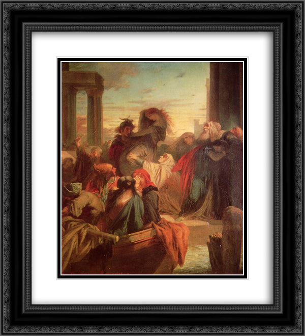 Abduction of the Young Venetian Woman by Cypriot Pirates 20x22 Black Ornate Wood Framed Art Print Poster with Double Matting by Moreau, Gustave