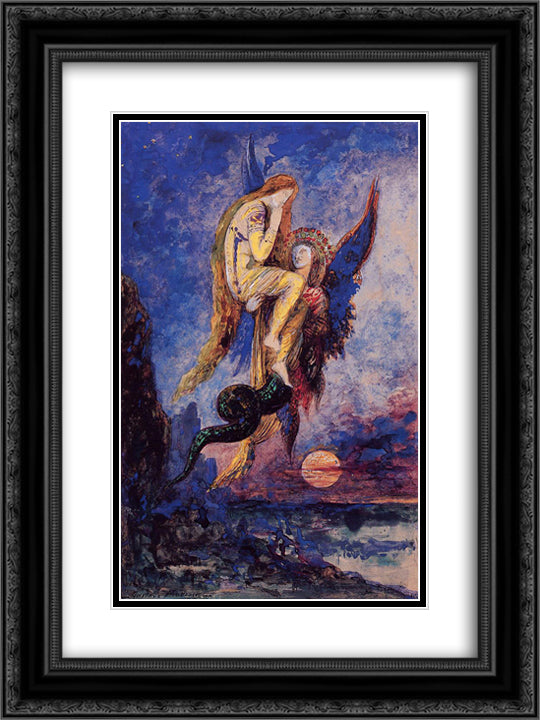 Chimera 18x24 Black Ornate Wood Framed Art Print Poster with Double Matting by Moreau, Gustave