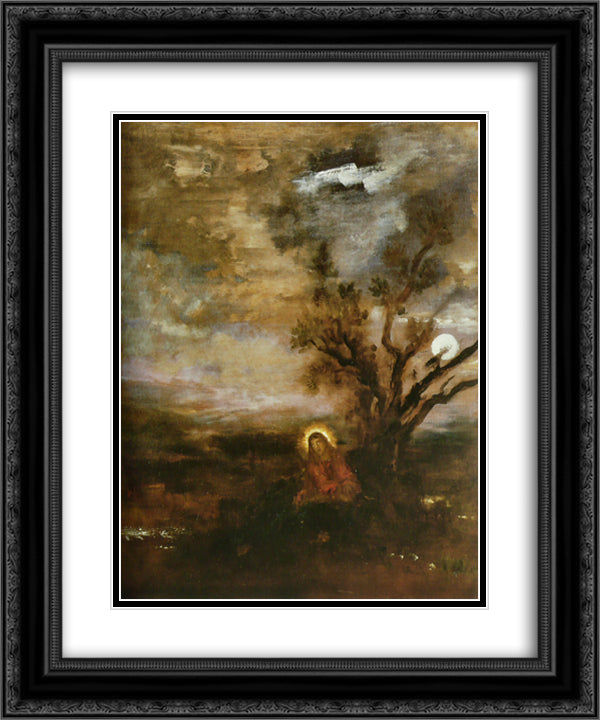 Christ in the Garden 20x24 Black Ornate Wood Framed Art Print Poster with Double Matting by Moreau, Gustave
