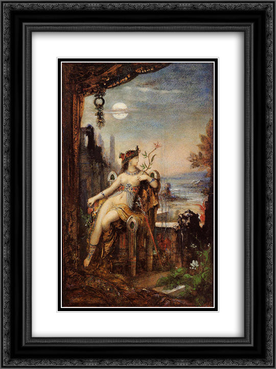 Cleopatra 18x24 Black Ornate Wood Framed Art Print Poster with Double Matting by Moreau, Gustave