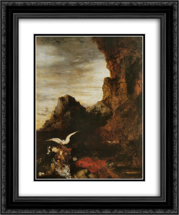 Death of Sappho 20x24 Black Ornate Wood Framed Art Print Poster with Double Matting by Moreau, Gustave