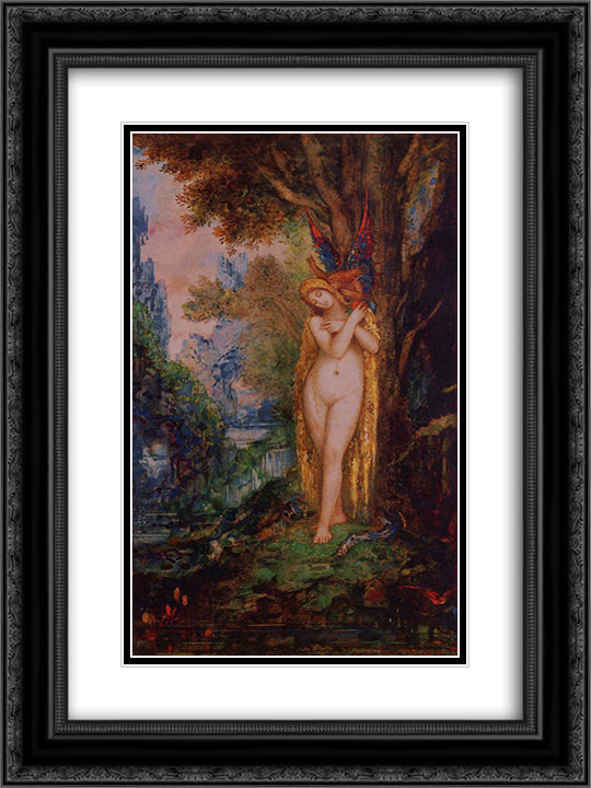 Eve 18x24 Black Ornate Wood Framed Art Print Poster with Double Matting by Moreau, Gustave