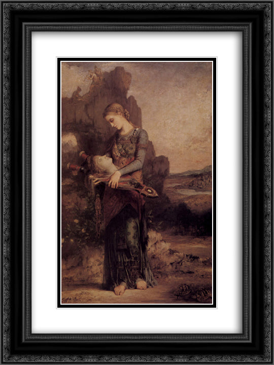 Orpheus 18x24 Black Ornate Wood Framed Art Print Poster with Double Matting by Moreau, Gustave