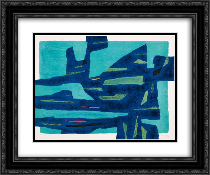 Mistral - nuit 24x20 Black Ornate Wood Framed Art Print Poster with Double Matting by Singier, Gustave