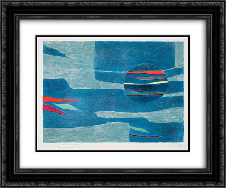 Provence Soleil Mer Froide 24x20 Black Ornate Wood Framed Art Print Poster with Double Matting by Singier, Gustave