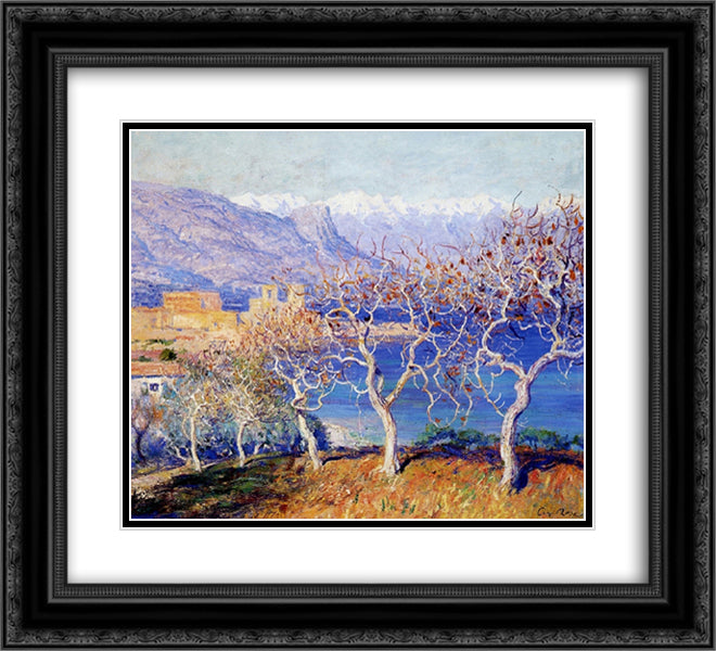 Fig Trees, Antibes 22x20 Black Ornate Wood Framed Art Print Poster with Double Matting by Rose, Guy