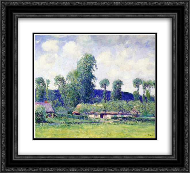 French Farm 22x20 Black Ornate Wood Framed Art Print Poster with Double Matting by Rose, Guy