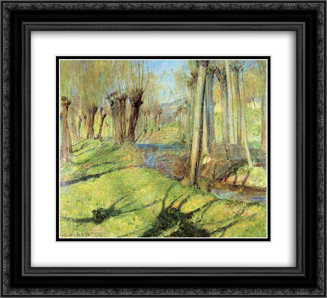 Giverny Willows 22x20 Black Ornate Wood Framed Art Print Poster with Double Matting by Rose, Guy