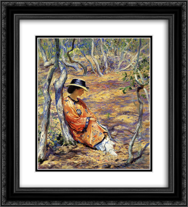 In the Oak Grove 20x22 Black Ornate Wood Framed Art Print Poster with Double Matting by Rose, Guy
