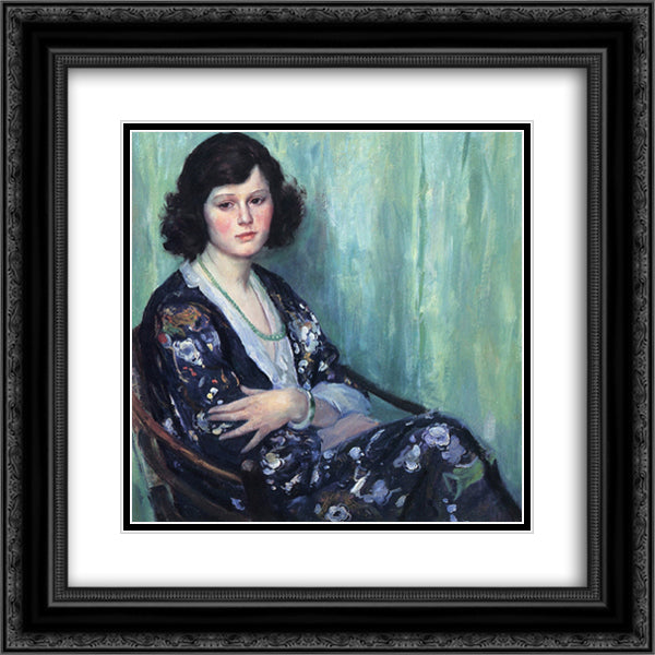 Jade Beads 20x20 Black Ornate Wood Framed Art Print Poster with Double Matting by Rose, Guy