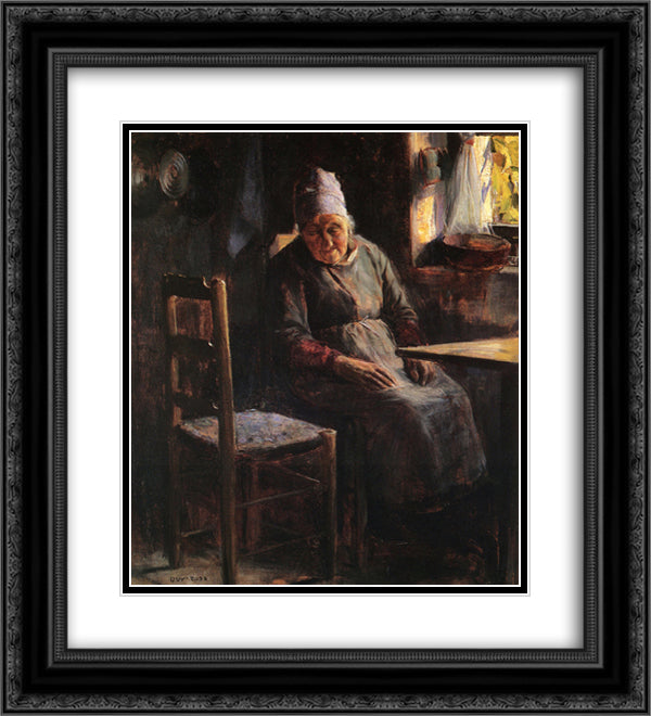 La Mere Pichaud 20x22 Black Ornate Wood Framed Art Print Poster with Double Matting by Rose, Guy