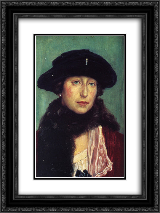 Miss C. 18x24 Black Ornate Wood Framed Art Print Poster with Double Matting by Rose, Guy