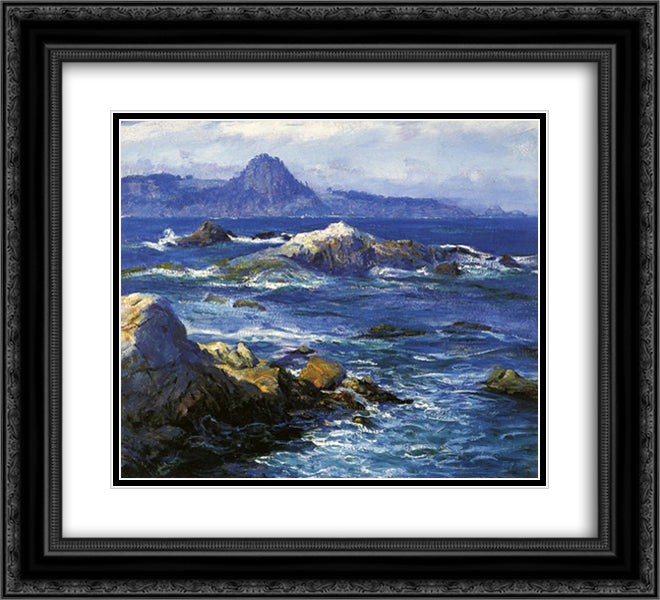 Off Mission Point (aka Point Lobos) 22x20 Black Ornate Wood Framed Art Print Poster with Double Matting by Rose, Guy