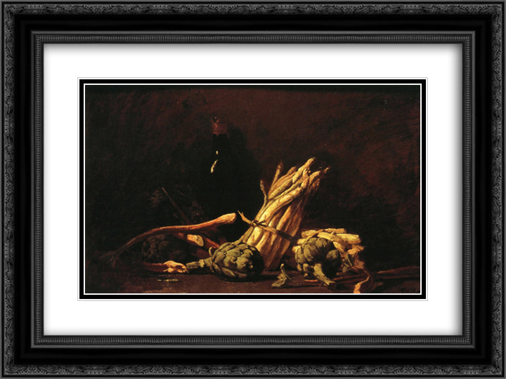 Spring Harvest (also known as Still Life with Asparagus) 24x18 Black Ornate Wood Framed Art Print Poster with Double Matting by Rose, Guy