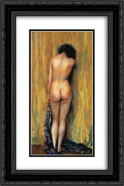 Standing Nude 16x24 Black Ornate Wood Framed Art Print Poster with Double Matting by Rose, Guy
