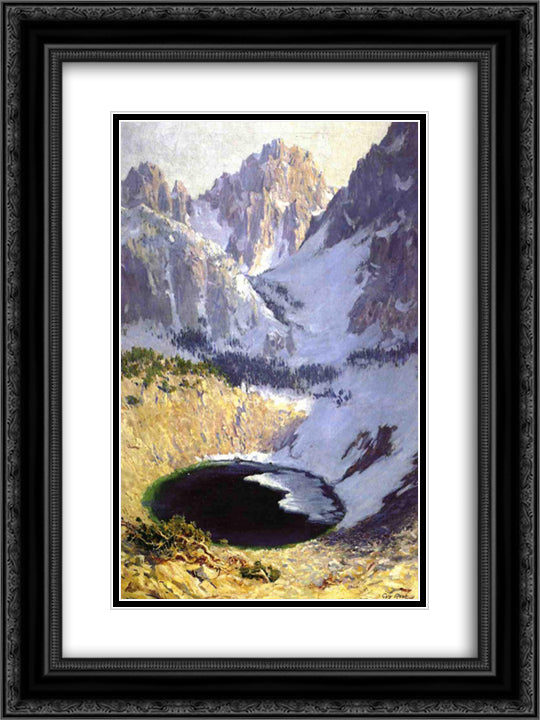 The Blue Pool near Mt. Whitney 18x24 Black Ornate Wood Framed Art Print Poster with Double Matting by Rose, Guy
