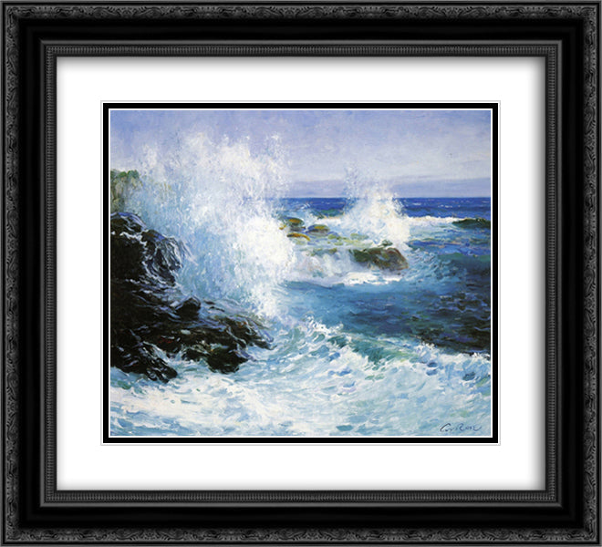 The Sea View of Cliffs 22x20 Black Ornate Wood Framed Art Print Poster with Double Matting by Rose, Guy