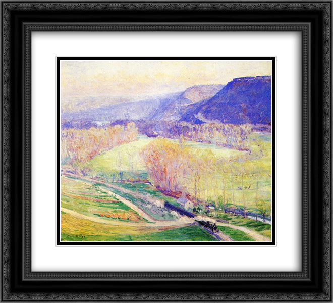 The Valley of the Seine 22x20 Black Ornate Wood Framed Art Print Poster with Double Matting by Rose, Guy