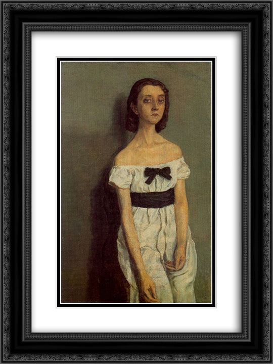 Girl with Bare Shoulders 18x24 Black Ornate Wood Framed Art Print Poster with Double Matting by John, Gwen