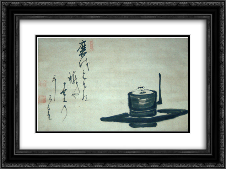 Ant on a Stone Mill 24x18 Black Ornate Wood Framed Art Print Poster with Double Matting by Hakuin, Ekaku