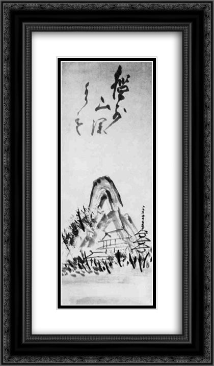 Landscape 14x24 Black Ornate Wood Framed Art Print Poster with Double Matting by Hakuin, Ekaku