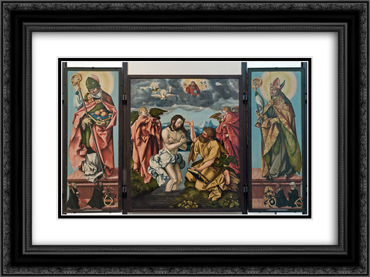 Altar of St. John the Baptist 24x18 Black Ornate Wood Framed Art Print Poster with Double Matting by Baldung, Hans